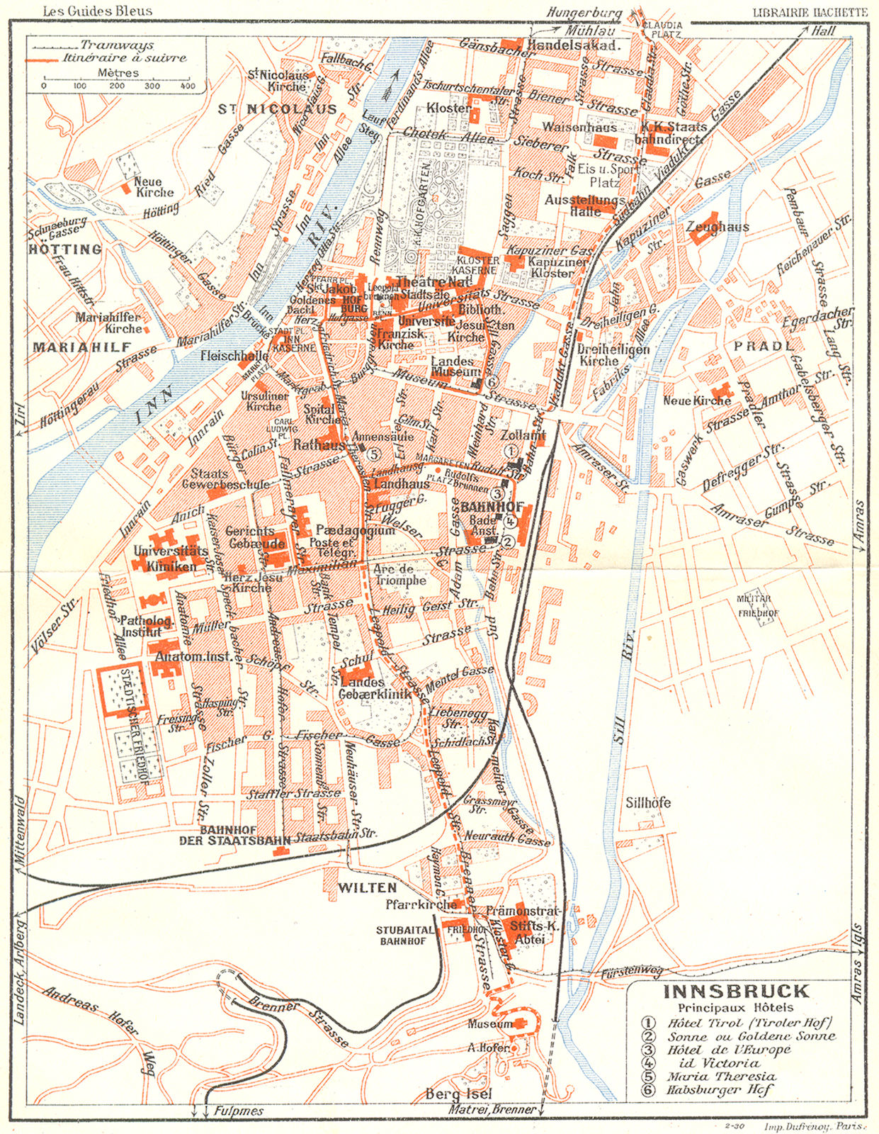 AUSTRIA. Innsbruck 1914 old antique vintage map plan chart